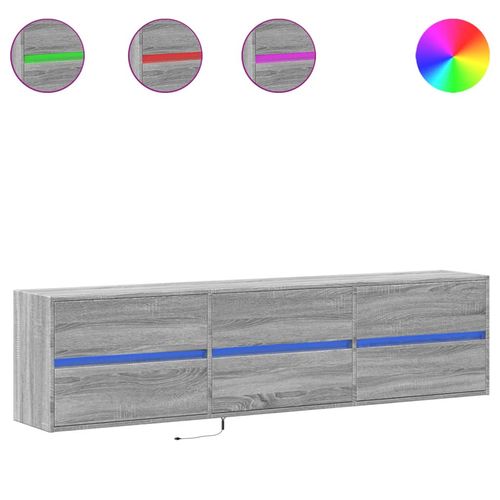 Ścienna szafka pod TV, z LED, szary dąb sonoma, 180x31x45 cm na Arena.pl