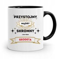 Kubek Czarny Dla Geodety Przystojny Mądry Z Nadrukiem Ze Zdjęciem