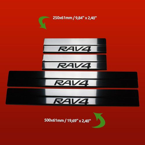Listwa progowa TOYOTA RAV-4 MK4 Stal nierdzewna 304 połysk z czarny napis na Arena.pl