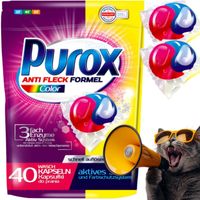 Kapsułki do prania PUROX KOLOR, usuwa zabrudzenia, chroni kolory, 40