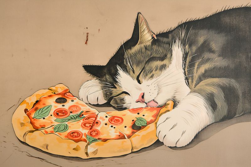 Plakat 60x40cm Pizza Dla Kota zdjęcie 1