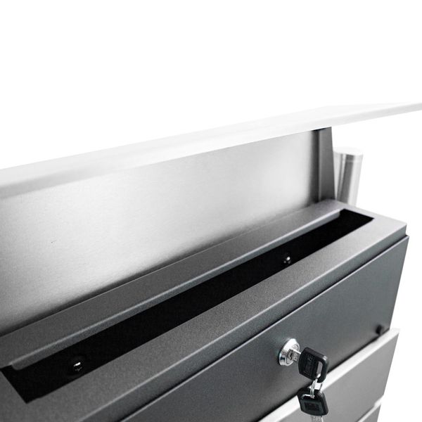 18394 Pojedyńcza skrzynka pocztowa srebrna designerska stalowa na zdjęcie 3