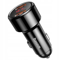BASEUS SZYBKA ŁADOWARKA SAMOCHODOWA 6A 2x USB MOCNA 45W DO ZAPALNICZKI LED