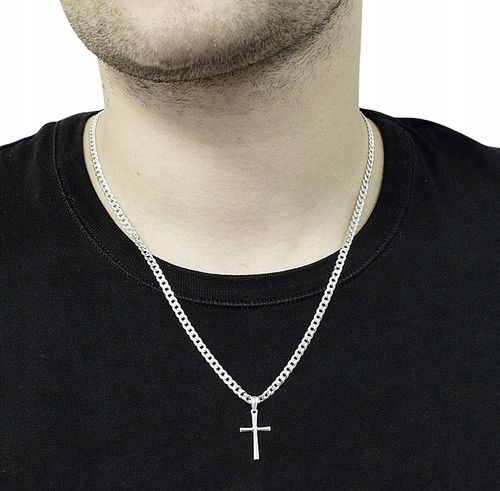 Łańcuszek Srebrny Męski Pancerka Pełny 3,80 mm z Krzyżykiem Grawer Gratis na Arena.pl