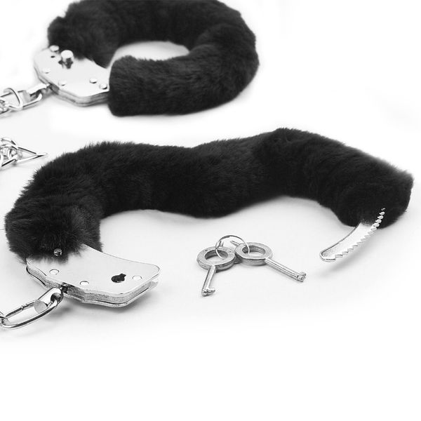 Fetish Pleasure Fluffy Leg Cuffs Black zdjęcie 3