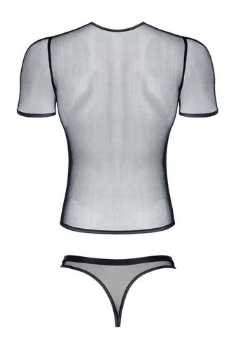 męski komplet z elastycznej siatki: t-shirt w serek, stringi xl na Arena.pl