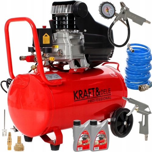 KOMPRESOR OLEJOWY SPRĘŻARKA 50L 9 BAR GRATIS ZESTAW 6w1 + 2x OLEJ 1L na Arena.pl