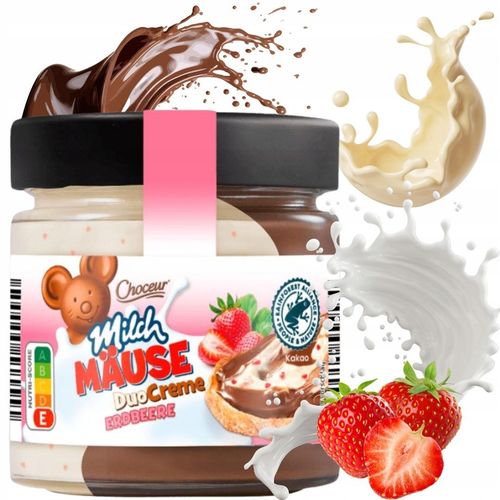 MILCH MAUSE DUO CREME BIAŁA MLECZNA CZEKOLADA MLEKO TRUSKAWKOWE 200g na Arena.pl