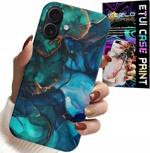 ETUI DO IPHONE 16 - NIEBIESKO ZIELONY MARMUREK PLECKI WZORY na Arena.pl