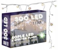 KURTYNA SOPLE 300 LED ZEWNĘTRZNE LAMPKI choinkowe IP44 GIRLANDA + FLASH