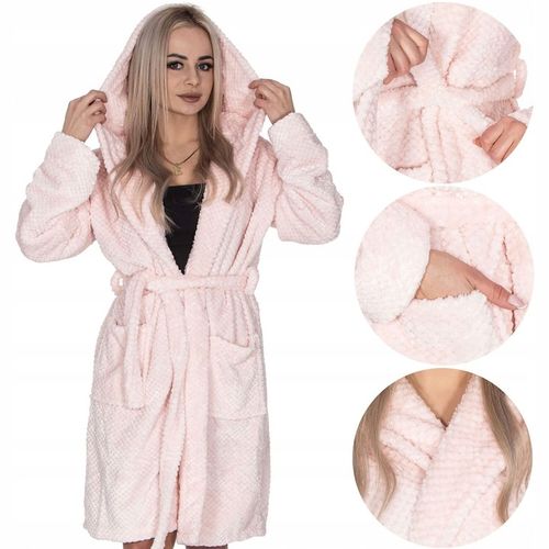 SZLAFROK DAMSKI CIEPŁY Z KAPTUREM R.S/M WIĄZANY W TALII GRUBY DŁUGI MIĘKKI na Arena.pl