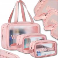 3x KOSMETYCZKA ZESTAW PODRÓŻNA TURYSTYCZNA PZEZROCZYSTA NA ZAMEK