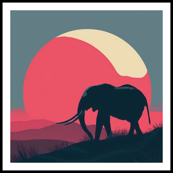 Plakat 60x60cm Słoń przy Czerwieni zdjęcie 3