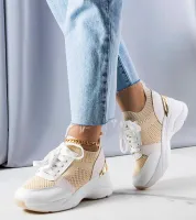 Beżowe sneakersy na koturnie Ann 41