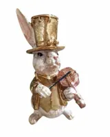 FIGURA WIELKANOCNA ZŁOTY ZAJĄC KRÓLIK ze skrzypcami