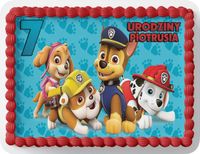 PROSTOKĄTNY OPŁATEK NA TORT A4 20x29CM - PSI PATROL BAJKA + IMIĘ