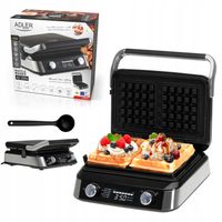 Gofrownica Na 2 Duże Gofry Xl 2400W 5 Programów Głębokie Płyty Adler Ad3084