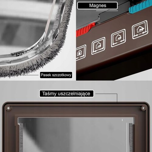 DRZWI Z KLAPĄ DLA KOTA/PSA BRĄZOWY M brąz na Arena.pl