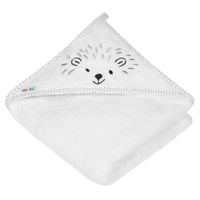 AKUKU Okrycie kąpielowe z kapturkiem z bawełny frotte białe