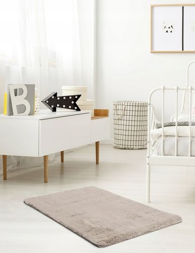 Dywan Pluszowy Rabbit do Sypialni Beżowy Dywanik Puszysty Miękki 60x100cm na Arena.pl
