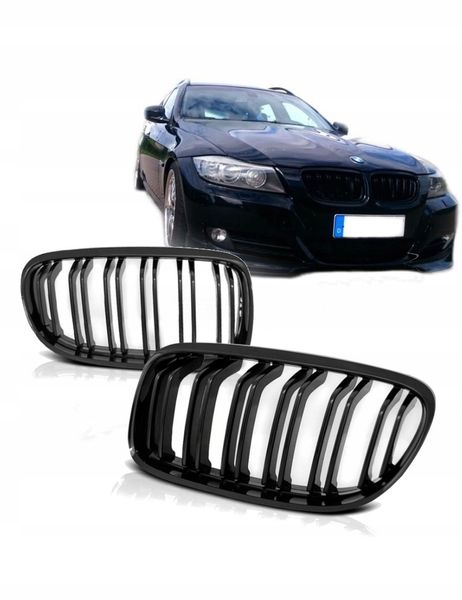 GRILL NERKI BMW E90 E91 09-11 BLACK POŁYSK DOUBLE zdjęcie 5