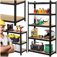 REGAŁ MAGAZYNOWY METALOWY GARAŻOWY 5 PÓŁEK WCISKANY 875KG 180x90x40cm