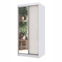 Szafa przesuwna dwudrzwiowa PARIS 100 cm beżowy połysk + lustro