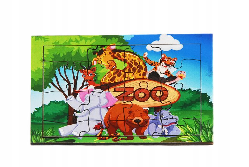 Drewniana kolorowa układanka dla dzieci Zabawka PUZZLE ZWIERZĘTA 16 el zdjęcie 1
