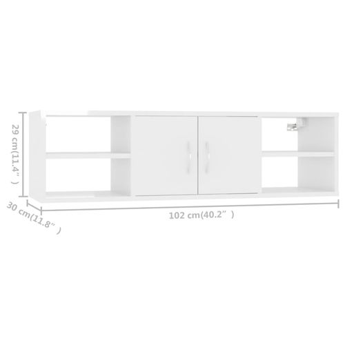Półka ścienna, wysoki połysk, biała, 102x30x29 cm na Arena.pl