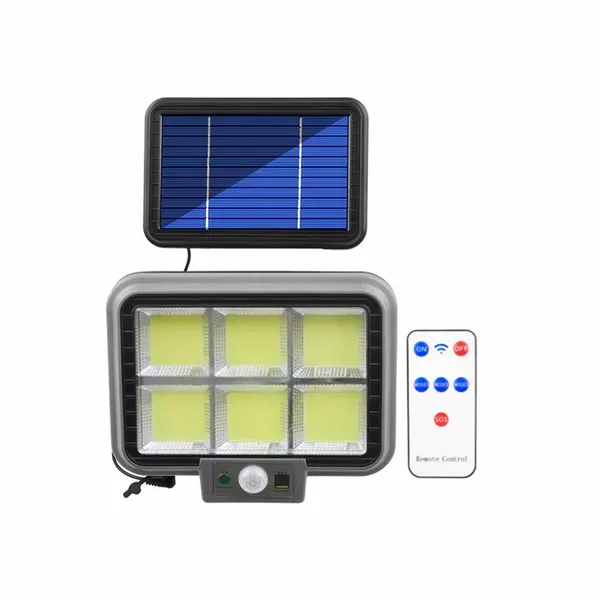 Duży Halogen Solarny Hs-8022 Pilot, Czujnik Ruchu I Zmierzchu 40W 6Cob zdjęcie 1