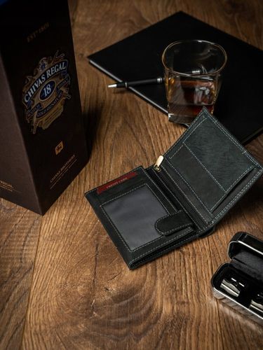 pionowy portfel męski, skóra naturalna, nubuk i jeans always wild na Arena.pl