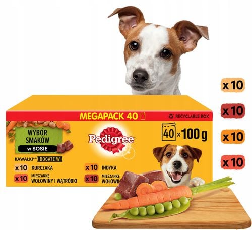 pedigree mixed selection with vegetables sos ind/jag/woł/kur 40x100g na Arena.pl