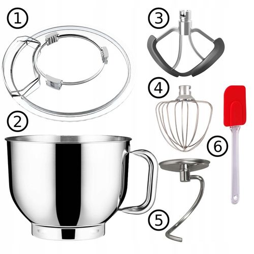 Robot kuchenny mikser planetarny z misą metalowa obudowa 2800W 6,5L LOVIO na Arena.pl