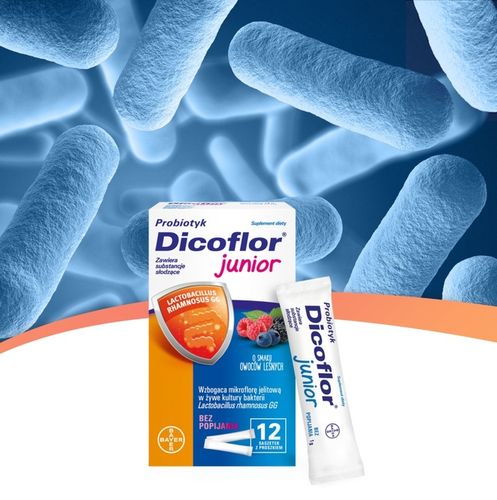 DICOFLOR JUNIOR probiotyk dla dzieci 5x12 sasz. + GRATIS na Arena.pl