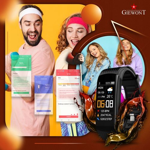 SPORTOWY SMARTBAND GIEWONT GW200 Fit&GO Duo KROKI SMS SPORT ALERT PULS na Arena.pl