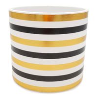 DONICZKA CERAMICZNA OSŁONKA NA KWIATY GLAMOUR 12cm BIAŁA ZŁOTA CZARNA