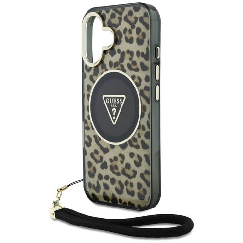 Etui Guess HC IML Leopard Triangle Cord Strap do iPhone 16 MagSafe brązowy na Arena.pl
