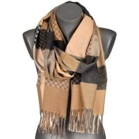 Beżowy Duży Szalik Damski Bawełniany Ciepły Chusta Jesień Re-66