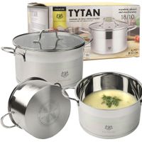 GARNEK Z SZKLANĄ POKRYWKĄ TYTAN 4,7L STAL NIERDZEWNA 18/10 INDUKCJA GAZ
