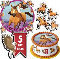 ZESTAW OPŁATEK NA TORT 20CM + 17 POSTACI - KOŃ MUSTANG + IMIĘ 15CM 18CM