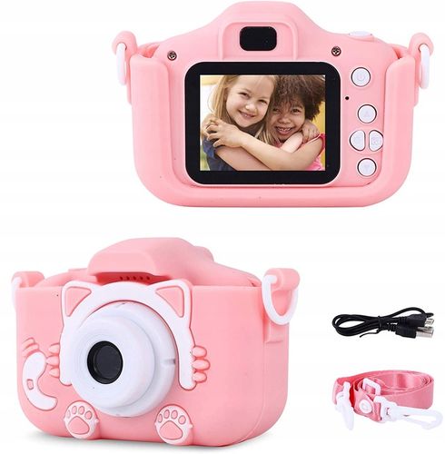 APARAT CYFROWY DLA DZIECI Dziecka Fotograficzny RÓŻOWY KOTEK + KARTA 4GB na Arena.pl