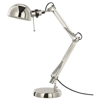 Lampka nocna biurkowa na biurko do czytania regulowana E14 IKEA FORSÅ srebrna