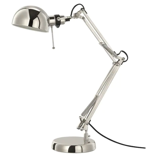 Lampka nocna biurkowa na biurko do czytania regulowana E14 IKEA FORSÅ srebrna na Arena.pl