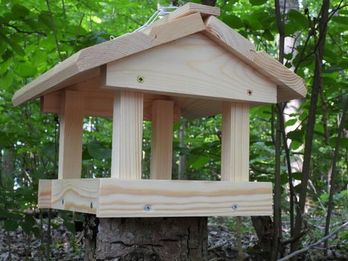 Karmnik dla ptaków do samodzielnego montażu – solidny, drewniany na Arena.pl