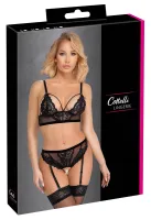 cottelli lingerie komplet xl koronkowy biustonosz z pasem czarny
