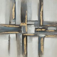 Obraz ręcznie malowany na płótnie abstrakcja 60X60 stalowy+złoty