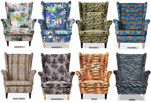 Fotel uszak ARI PRINT skandynawski  patchwork czarno biały na Arena.pl