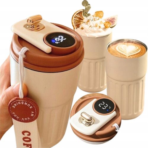 KUBEK TERMICZNY TERMOS BIDON NA KAWĘ HERBATĘ Z USTNIKIEM WYŚWIETLACZ 450ML na Arena.pl