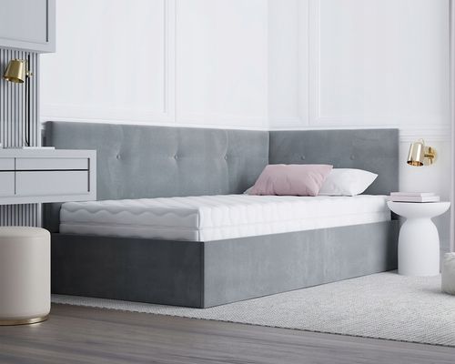 Łóżko młodzieżowe FREDDY z pojemnikiem podnoszonym 90x200 tapicerowane na Arena.pl