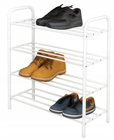 REGAŁ STOJAK METALOWY DUŻY PÓŁKA NA BUTY 4 POZIOMOWA STYLOWA BIAŁA na Arena.pl